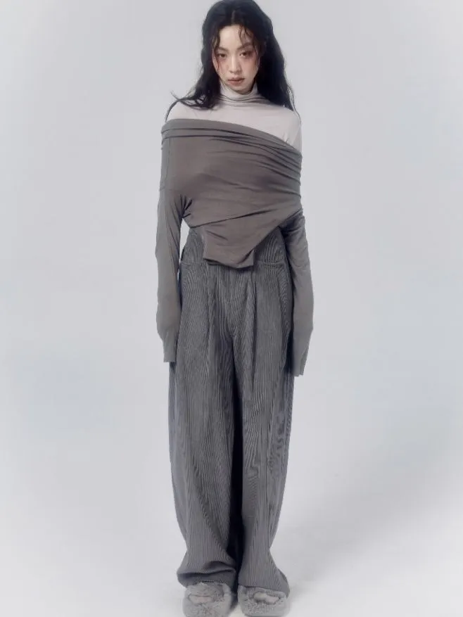Corduroy High-waisted Wide-leg Pants