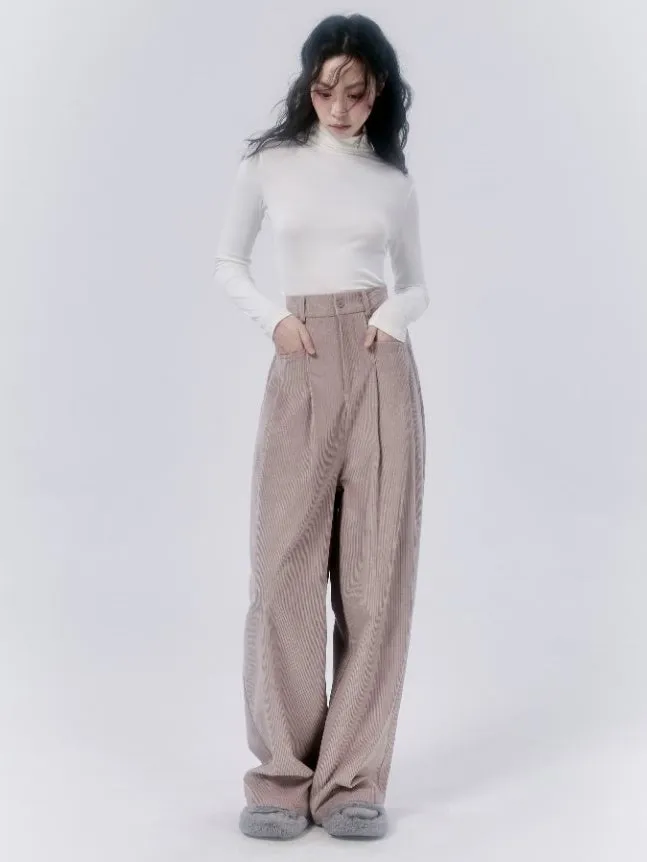 Corduroy High-waisted Wide-leg Pants
