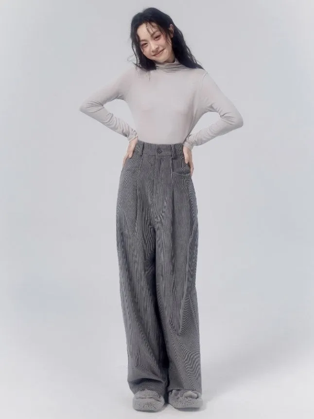 Corduroy High-waisted Wide-leg Pants