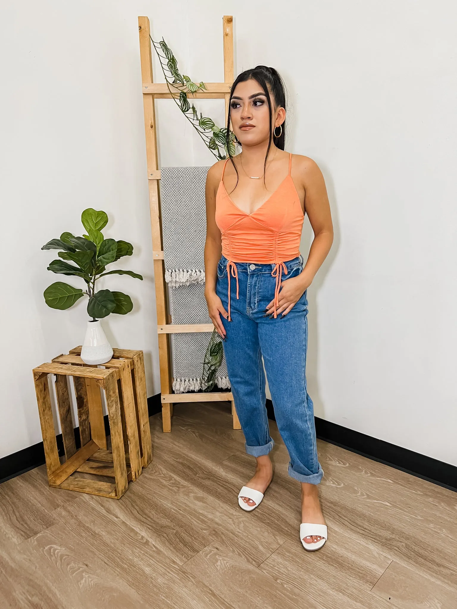 Corinne Front Ties Crop Top
