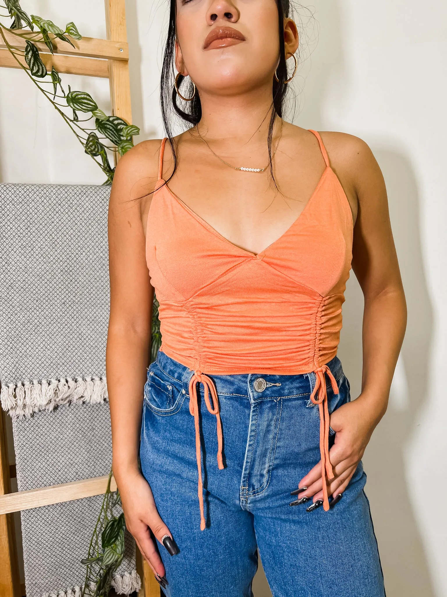 Corinne Front Ties Crop Top