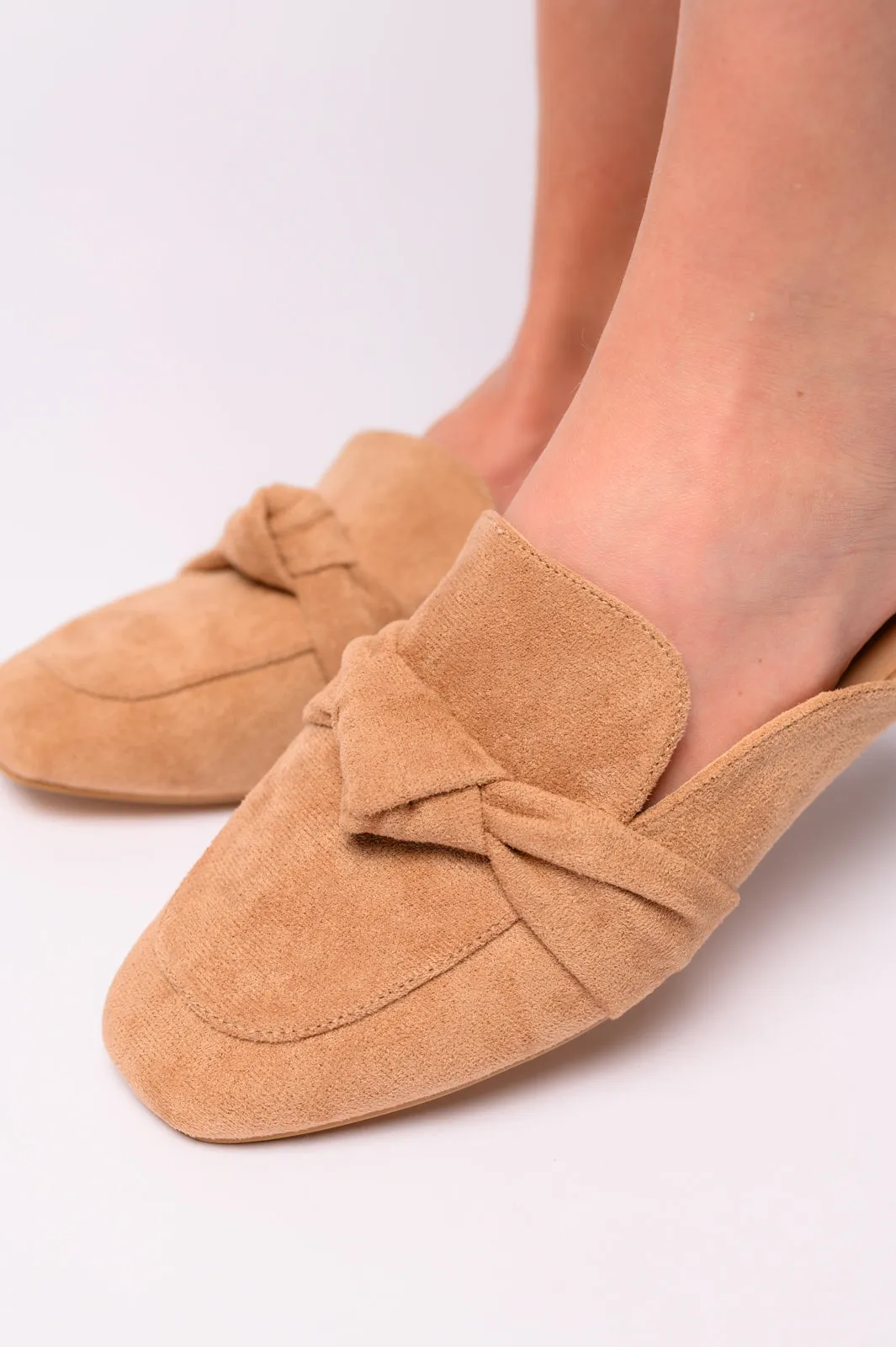 Corkys Clingy Mules in Camel Faux Suede