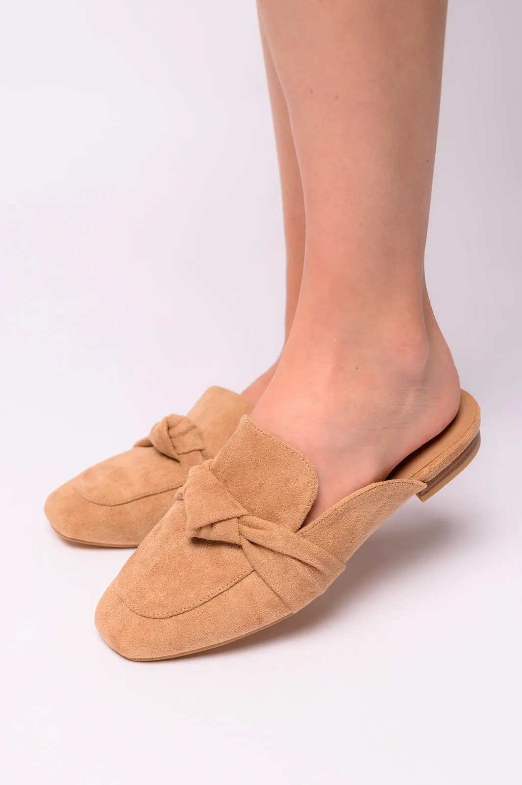 Corkys Clingy Mules in Camel Faux Suede