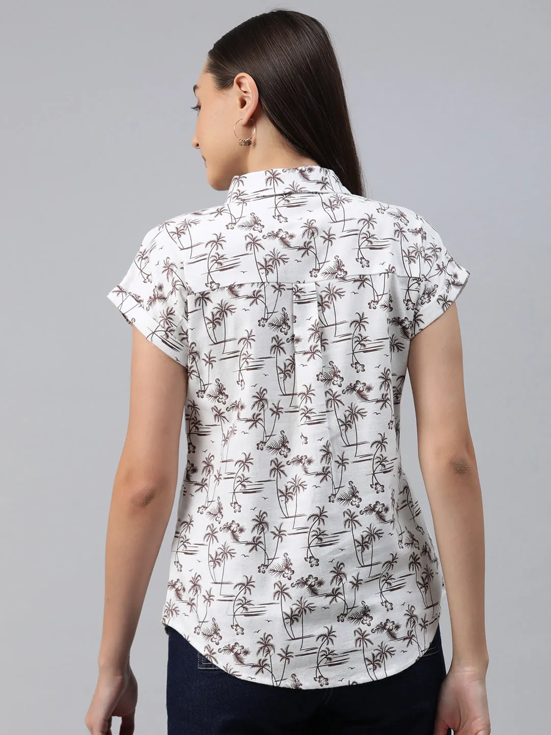 Cottinfab Tropical Print Shirt Style Top