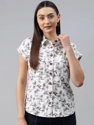 Cottinfab Tropical Print Shirt Style Top