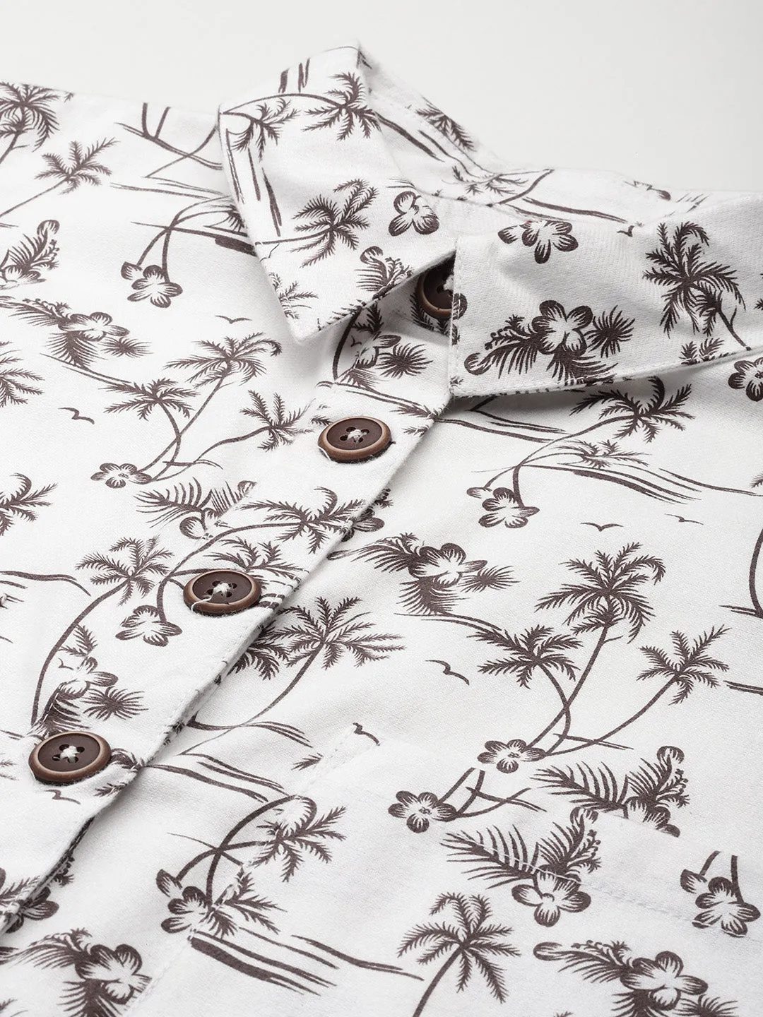 Cottinfab Tropical Print Shirt Style Top