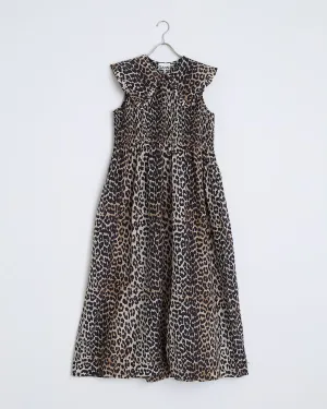Cotton Silk Dress in Leopard