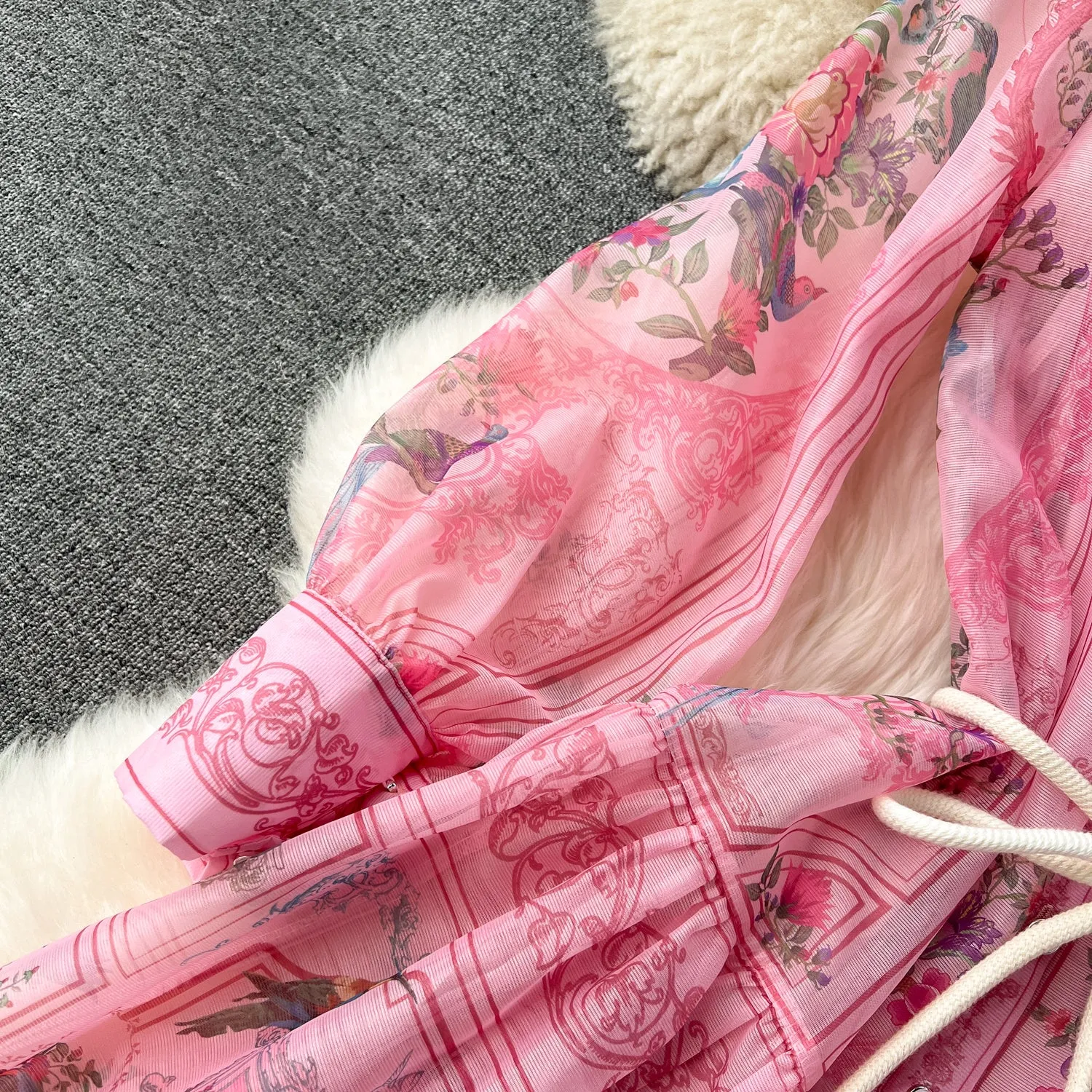 Courtly Floral Dress&Bottoming Slip Dress