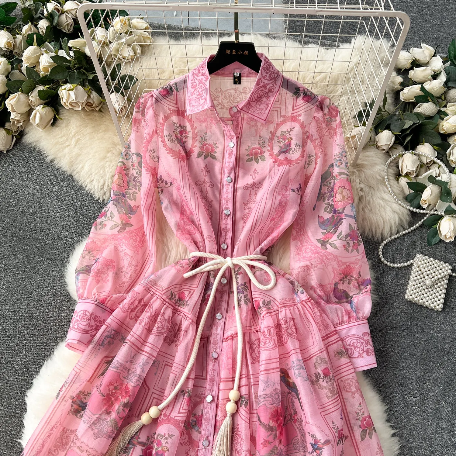 Courtly Floral Dress&Bottoming Slip Dress