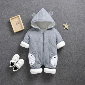 Cozy Bunny Eared Fleece Toddler Romper for Autumn & Winter Snuggles