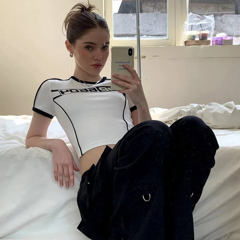 Crop top racing y2k donna