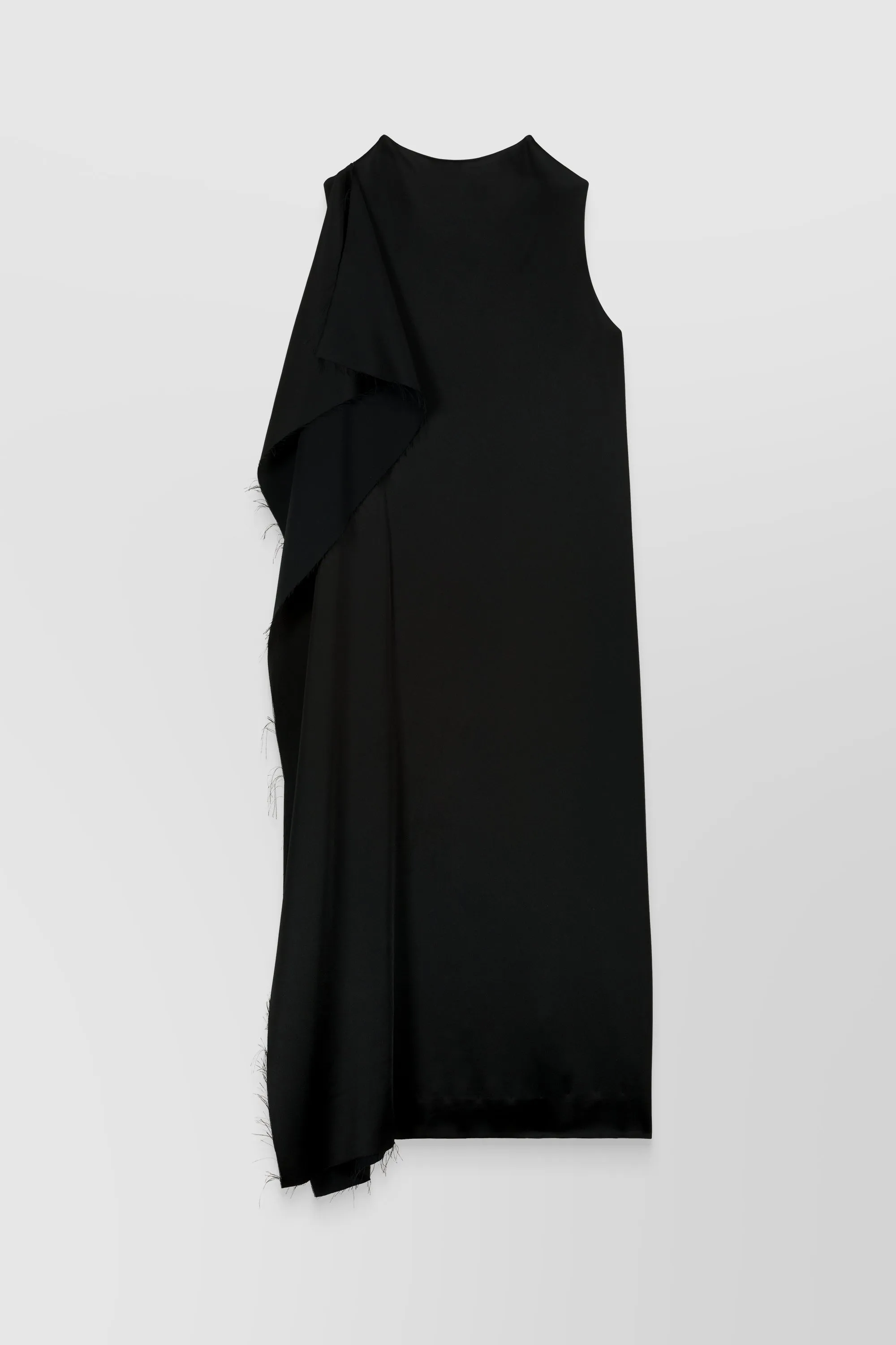 Crêpe satin midi dress with front pleat