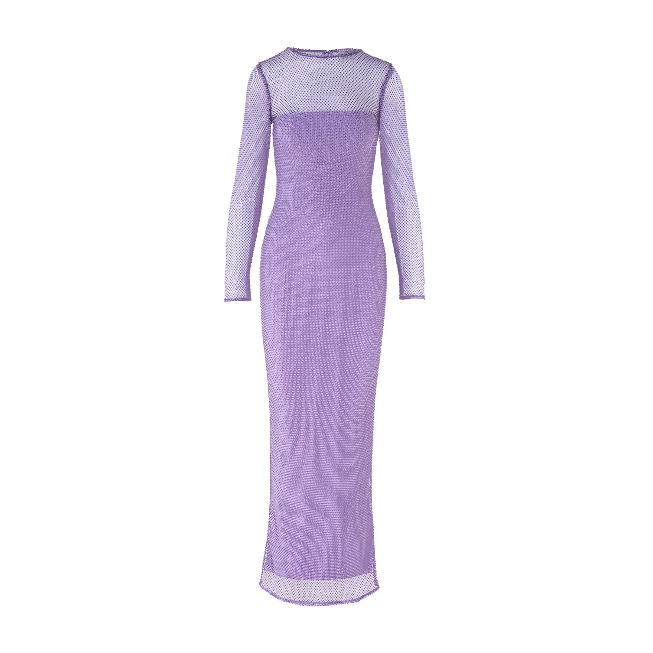 Crystal Embellished Long-Sleeved Maxi Dress - Light