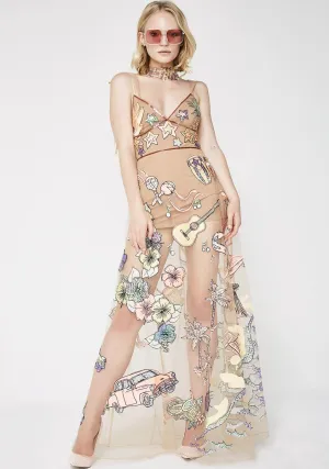 Cuba Embroidery Sequin Dress