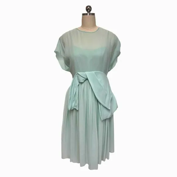 DELPOZO SPAIN SILK STRAPPY SLIP MINT GREEN DRESS SIZE 8