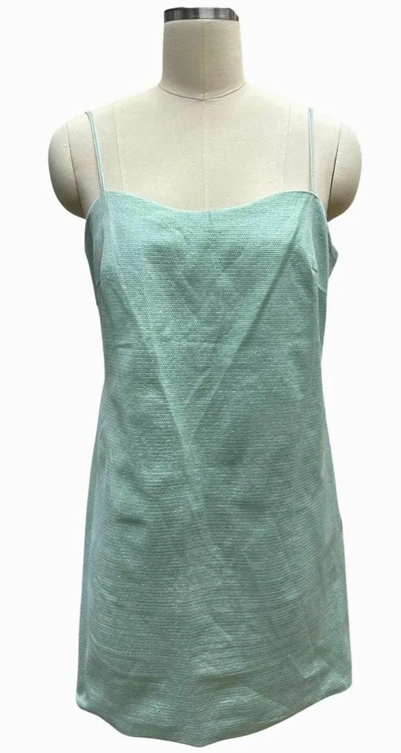 DELPOZO SPAIN SILK STRAPPY SLIP MINT GREEN DRESS SIZE 8