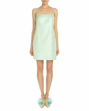 DELPOZO SPAIN SILK STRAPPY SLIP MINT GREEN DRESS SIZE 8
