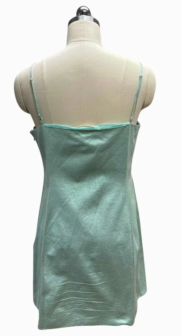 DELPOZO SPAIN SILK STRAPPY SLIP MINT GREEN DRESS SIZE 8