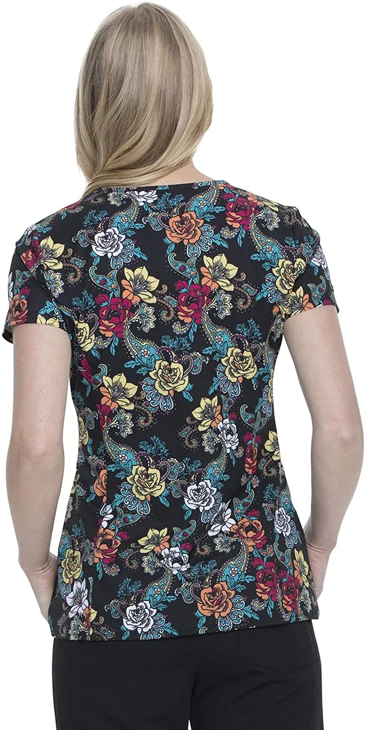 Dickies Women’s V-Neck Print Scrub Top DK656 WIRE <br> Size XS to L