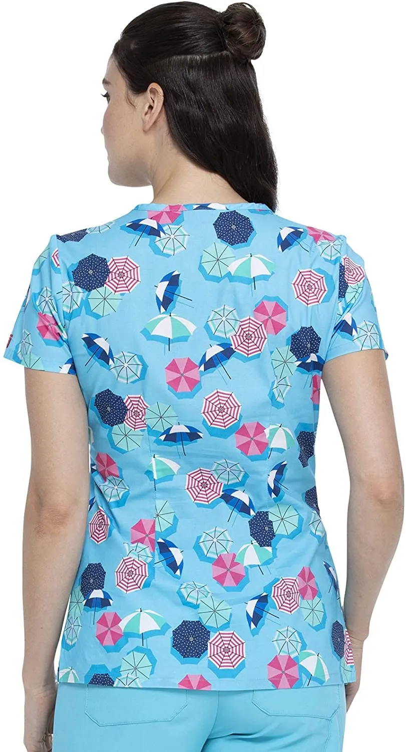 Dickies Women's V-Neck Print Scrub Top DK700 MESH <br> Size XXS to M