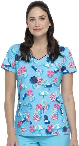 Dickies Women's V-Neck Print Scrub Top DK700 MESH <br> Size XXS to M