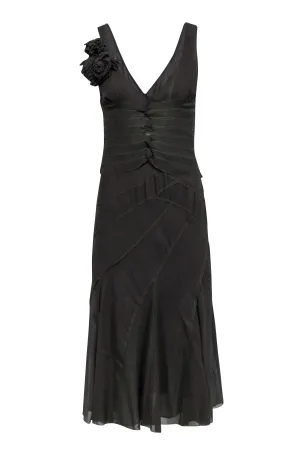 DKNY - Olive Green Sleeveless Dress w/ Contrast Stitching Sz 6