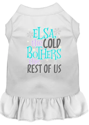 Elsa, The Cold Screen Print Dog Dress White Med
