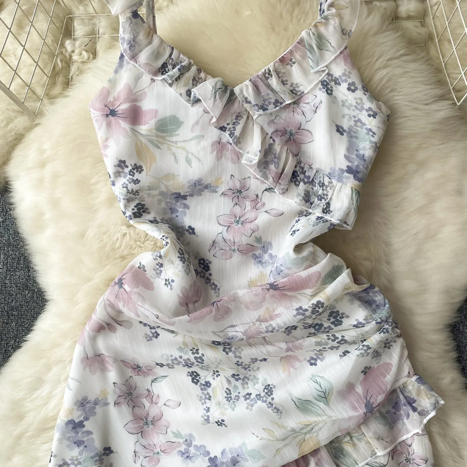 Fairy Ruffled Floral Slip Dress