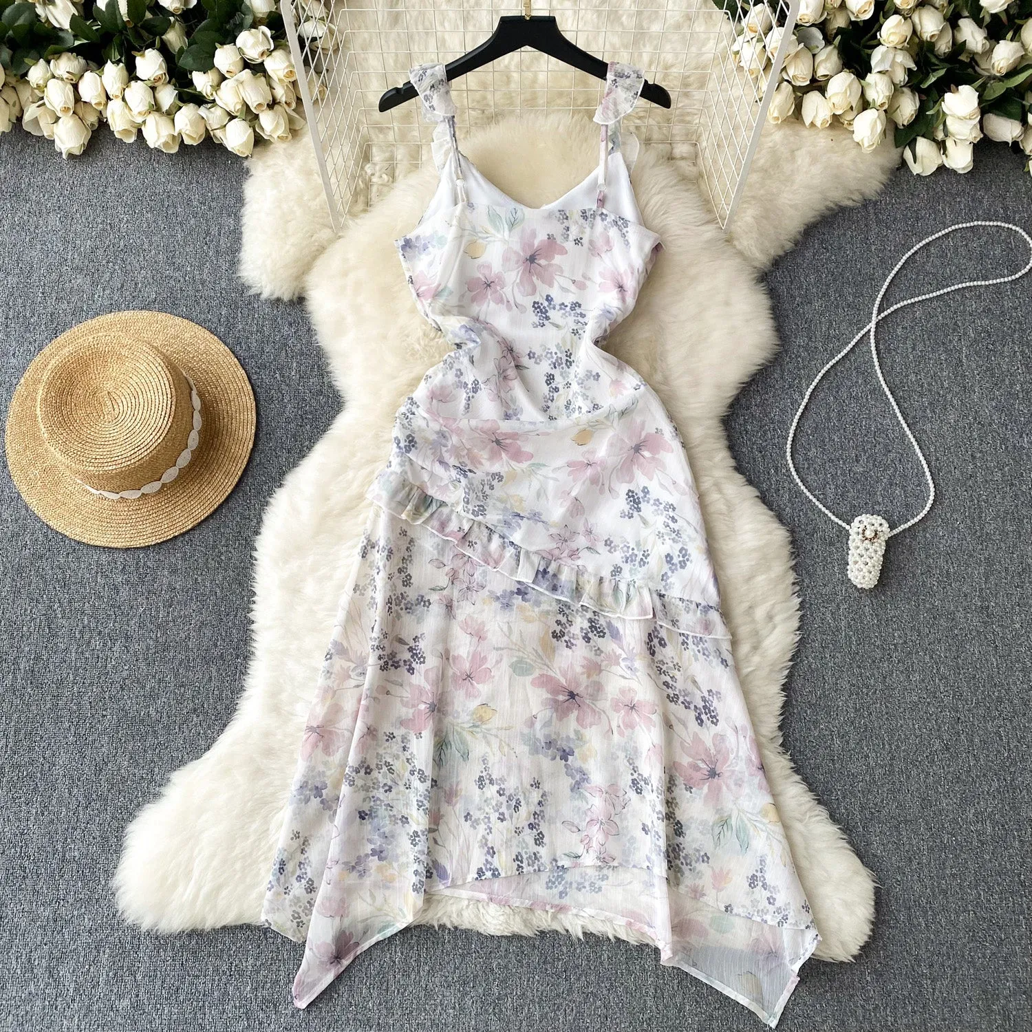 Fairy Ruffled Floral Slip Dress