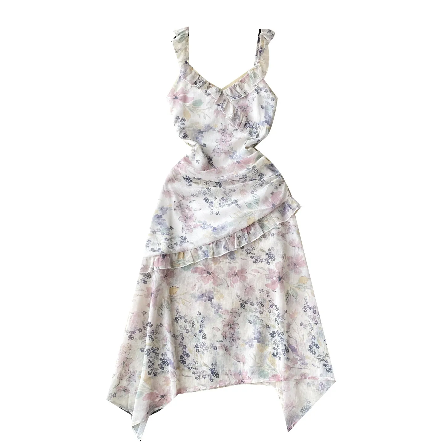 Fairy Ruffled Floral Slip Dress