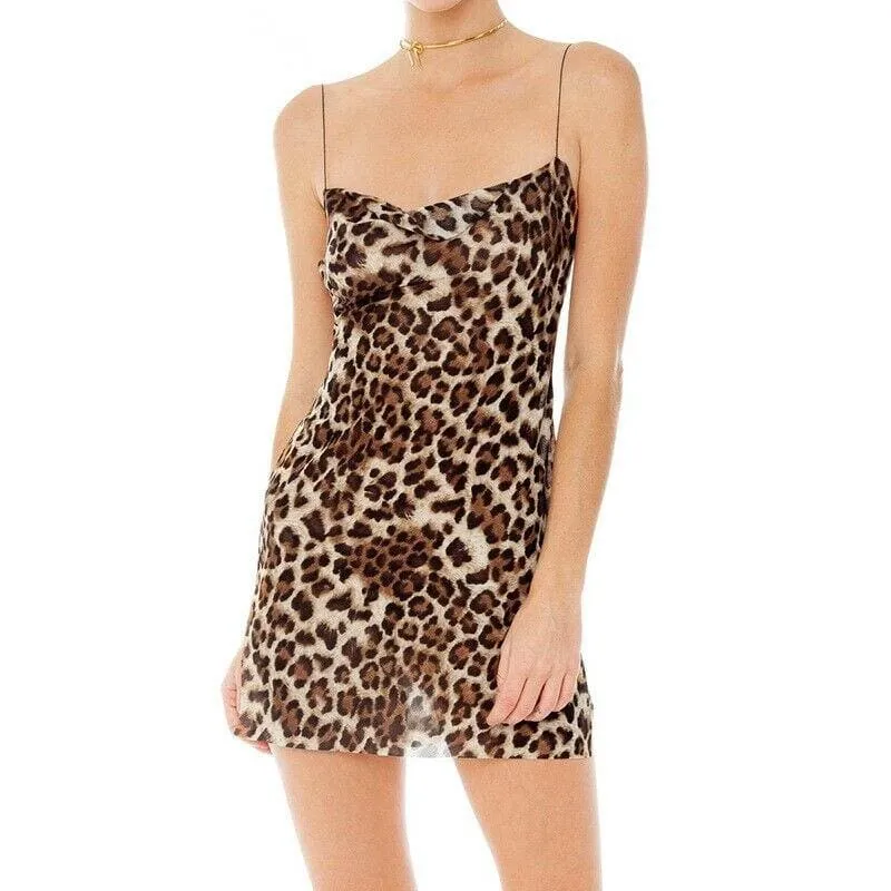 FashionSierra - Women Fashion Leopard Print Slip Dress Summer Holiday Beach Bodycon Party Strappy Backless Mini Dresses Sundress