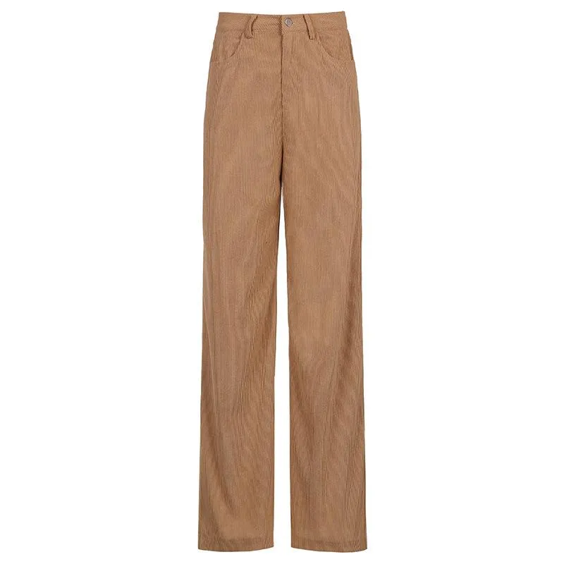 FashionSierra - Women's straight leg corduroy pants fall/winter high waist corduroy pants