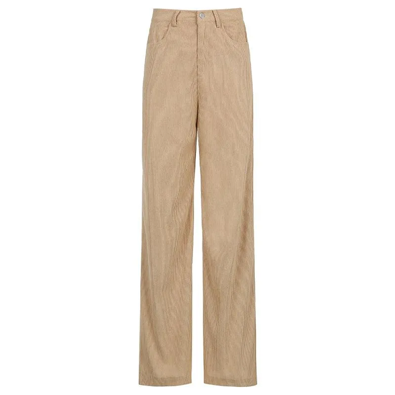 FashionSierra - Women's straight leg corduroy pants fall/winter high waist corduroy pants