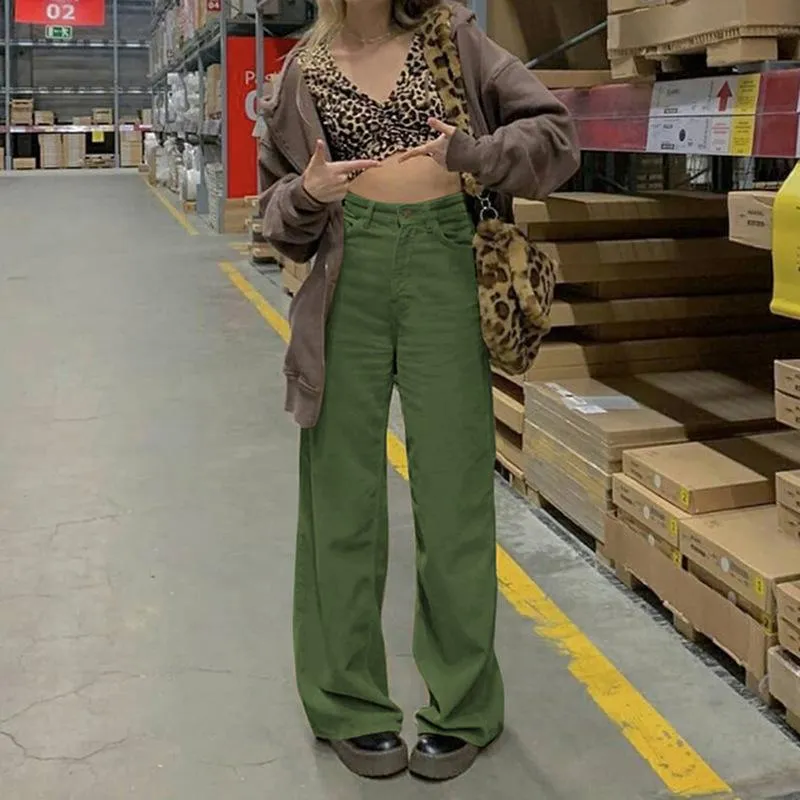 FashionSierra - Women's straight leg corduroy pants fall/winter high waist corduroy pants
