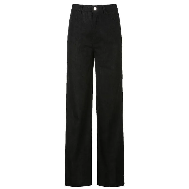 FashionSierra - Women's straight leg corduroy pants fall/winter high waist corduroy pants