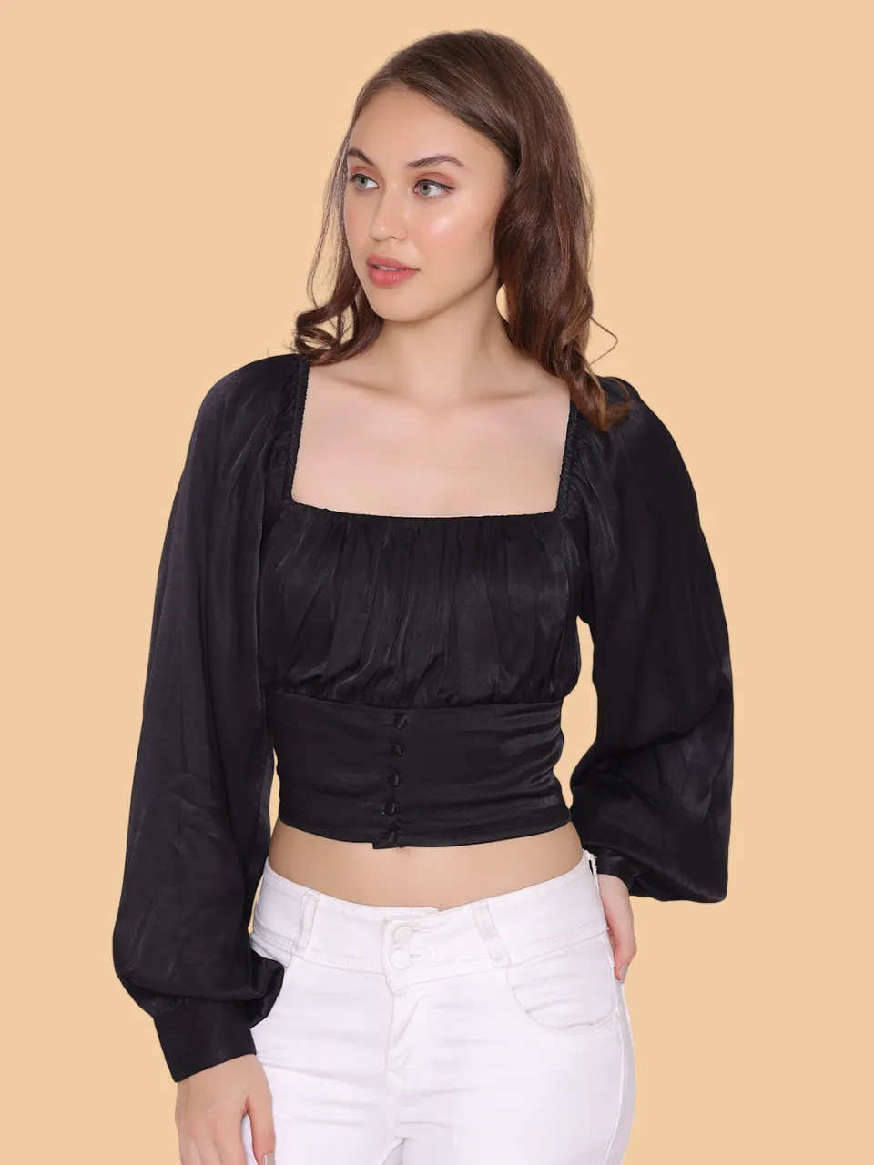 Flawless Letest Women Black Party Crop Top | LIZZY
