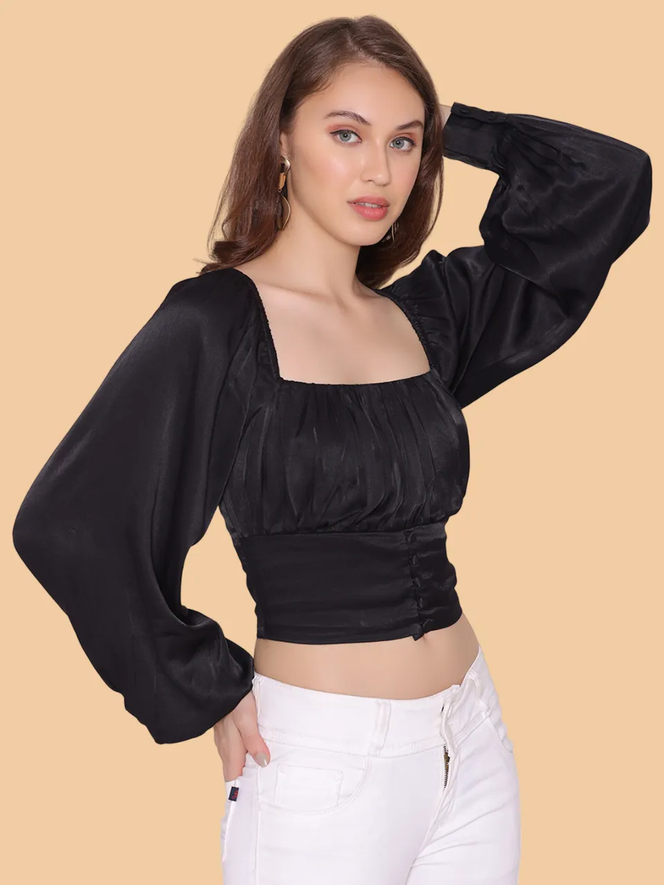 Flawless Letest Women Black Party Crop Top | LIZZY