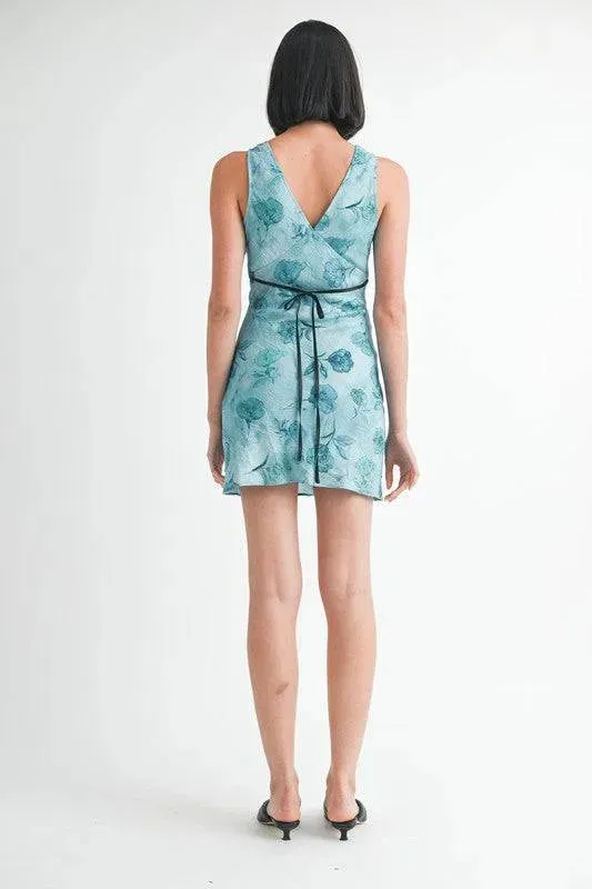 Floral V-Neck Slip Dress with Mini Length