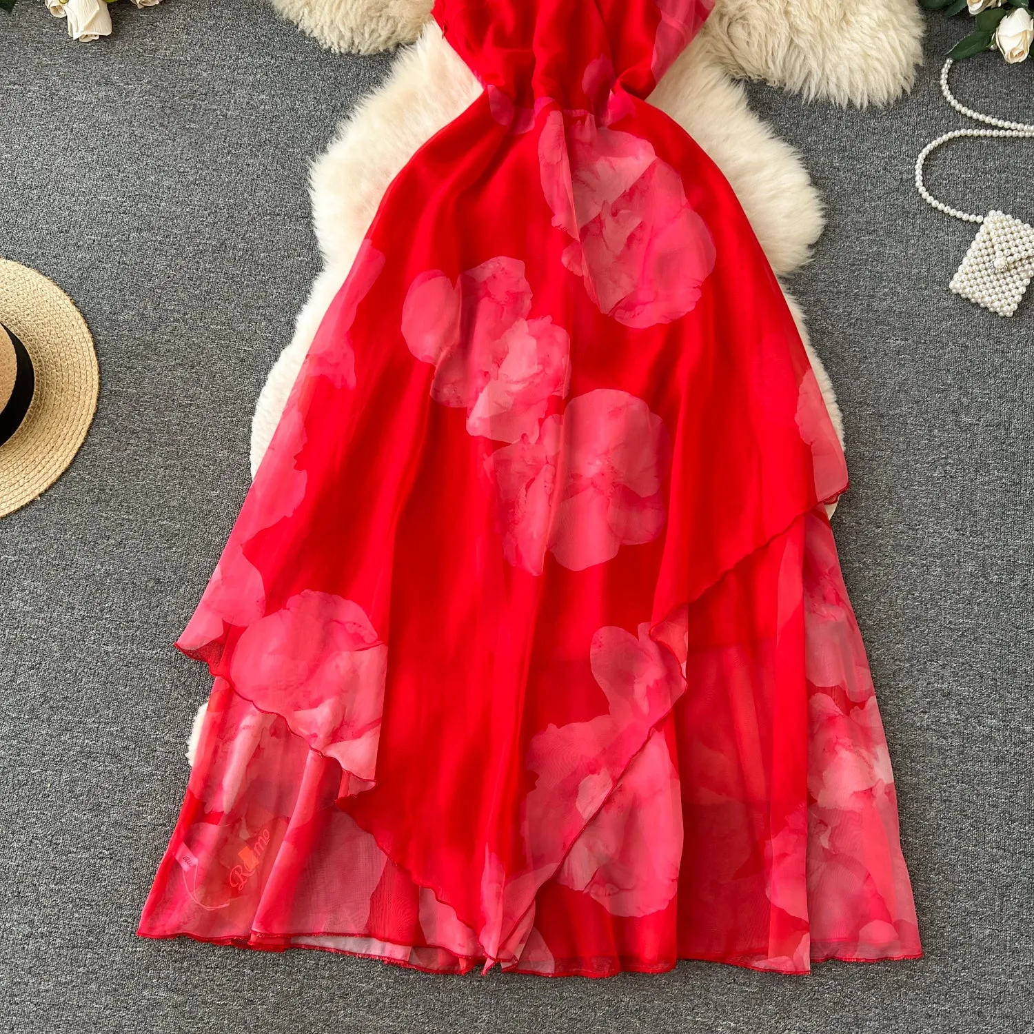 French Style Floral Printed Slip Dress