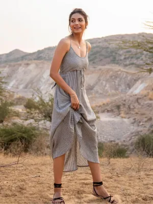 Grey Stripes Cotton Maxi Slip Dress