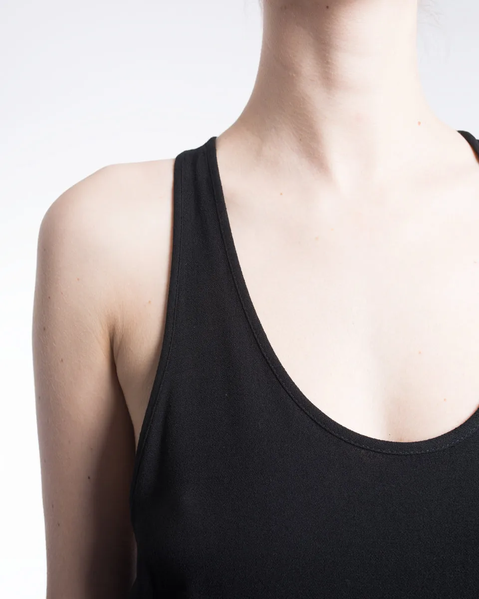 Haider Ackermann Black Tank Zipper Dress with Satin Ruffle Hem - 6