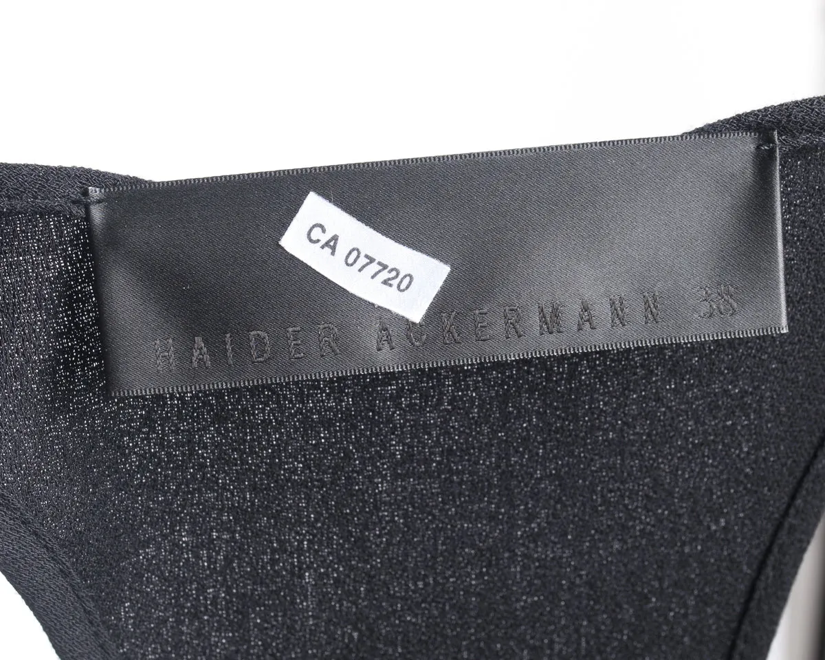 Haider Ackermann Black Tank Zipper Dress with Satin Ruffle Hem - 6