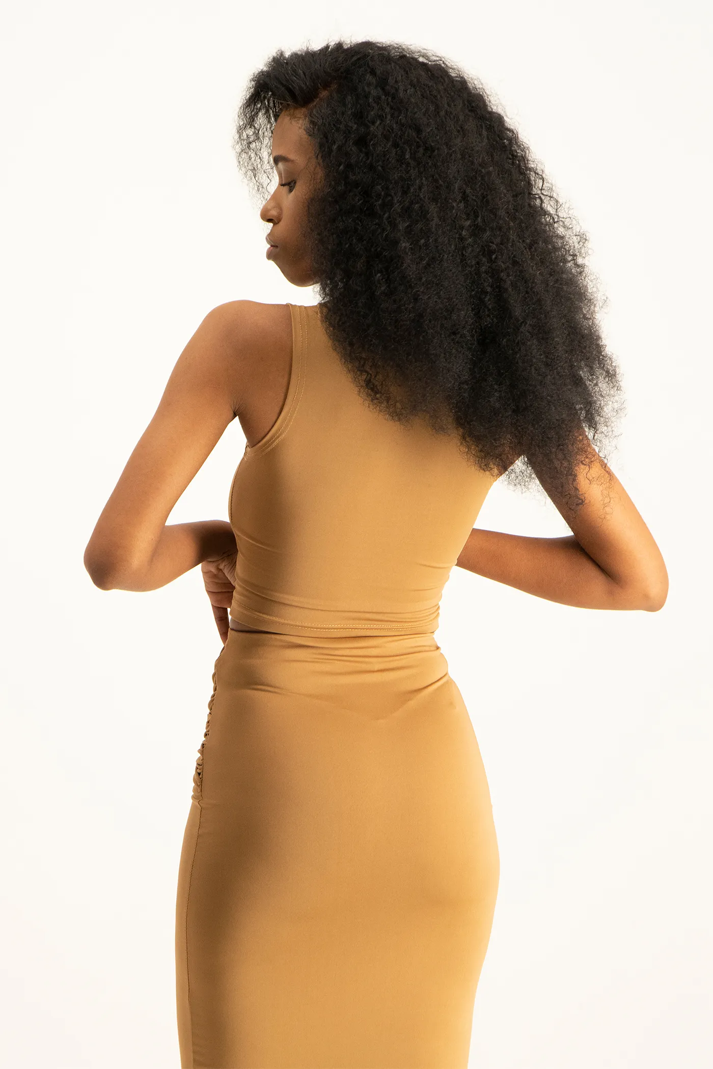 Hazel High Neck Crop Top - Toasted Coconut