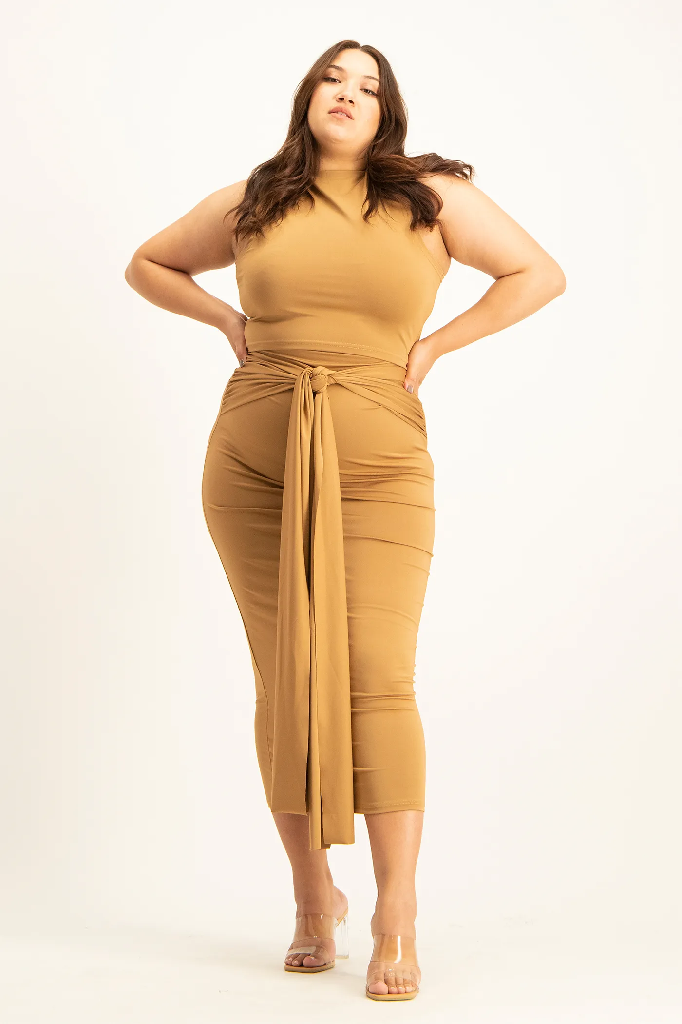 Hazel High Neck Crop Top - Toasted Coconut