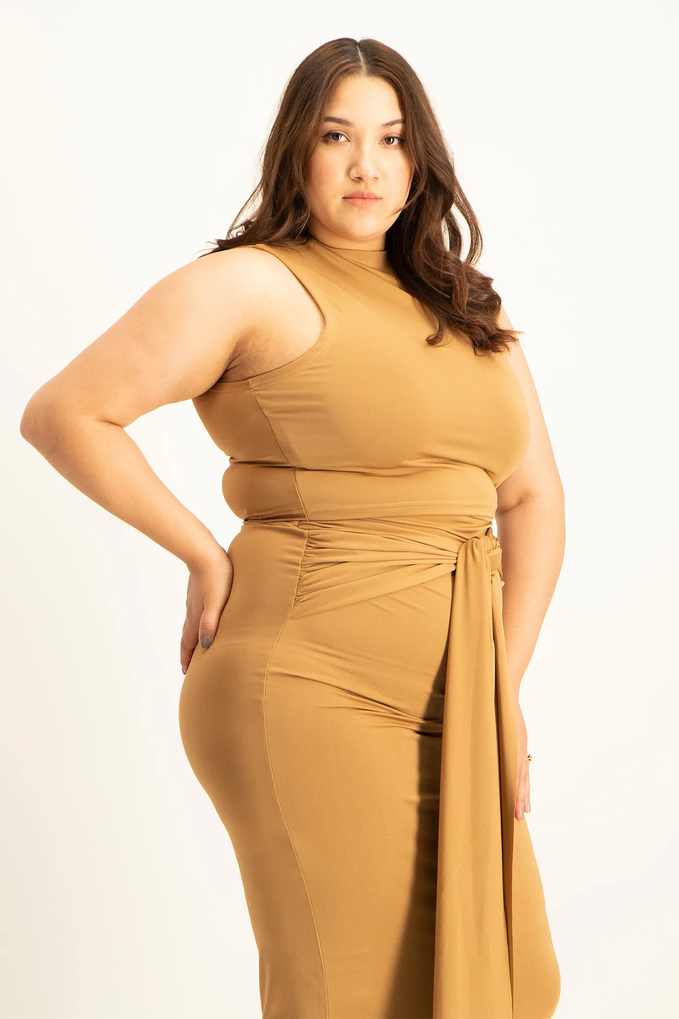 Hazel High Neck Crop Top - Toasted Coconut
