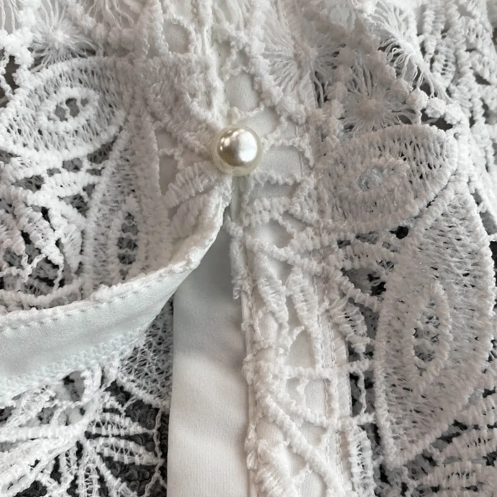 Hollow Embroidery Dress&Slip Dress 2Pcs