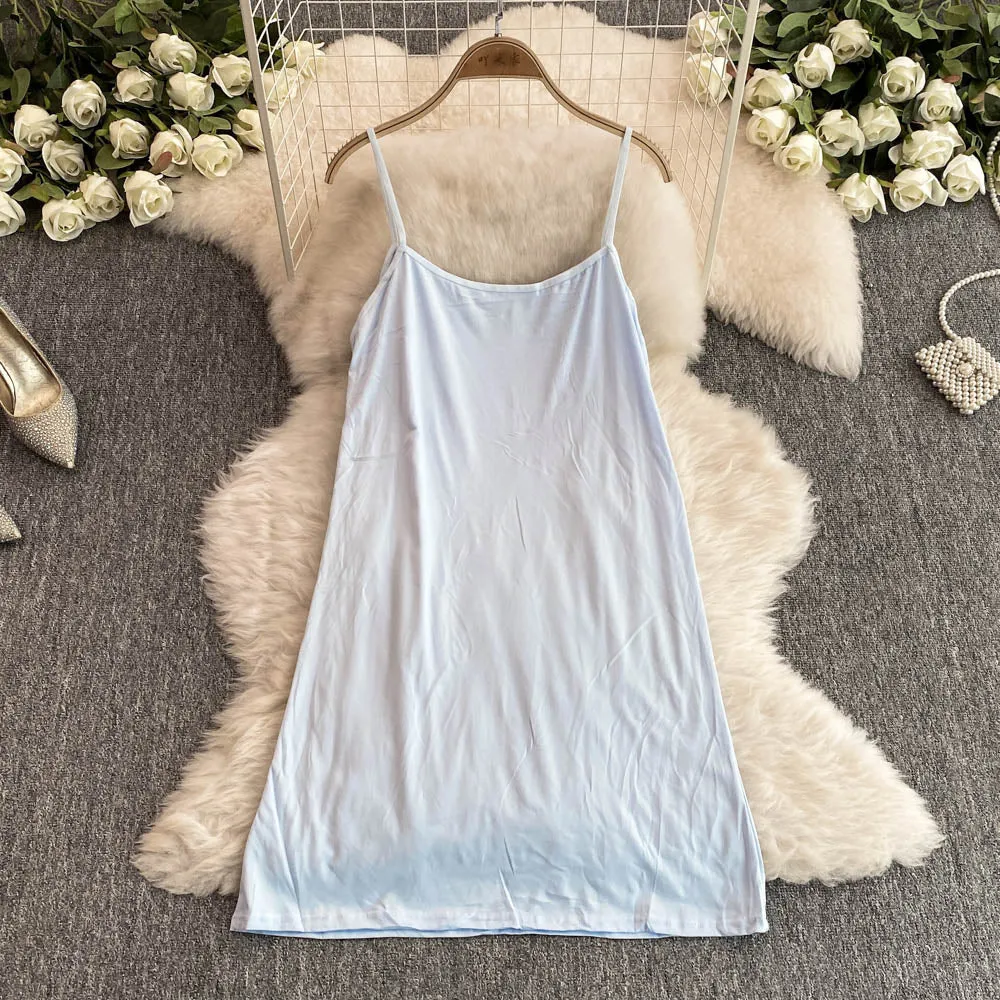 Hollow Embroidery Dress&Slip Dress 2Pcs