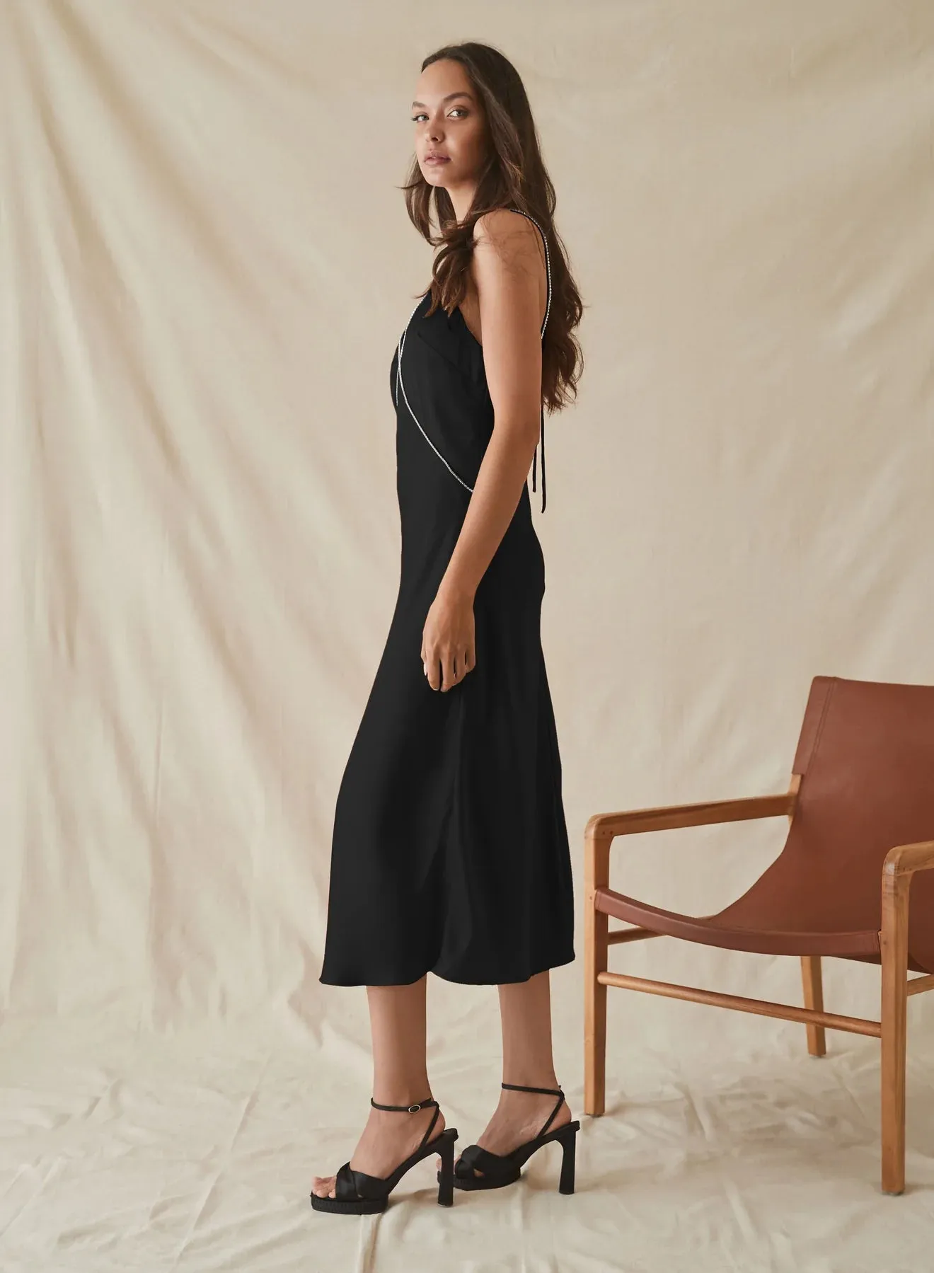 ILLUSION SLIP DRESS - BLACK