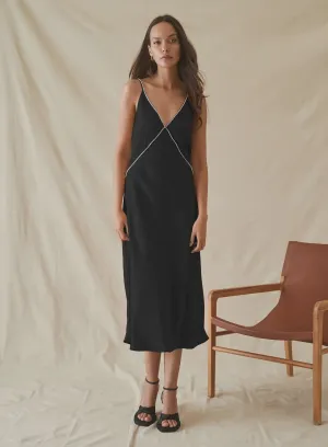 ILLUSION SLIP DRESS - BLACK