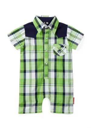 Infant Joshua Green Plaid Rockabilly Romper